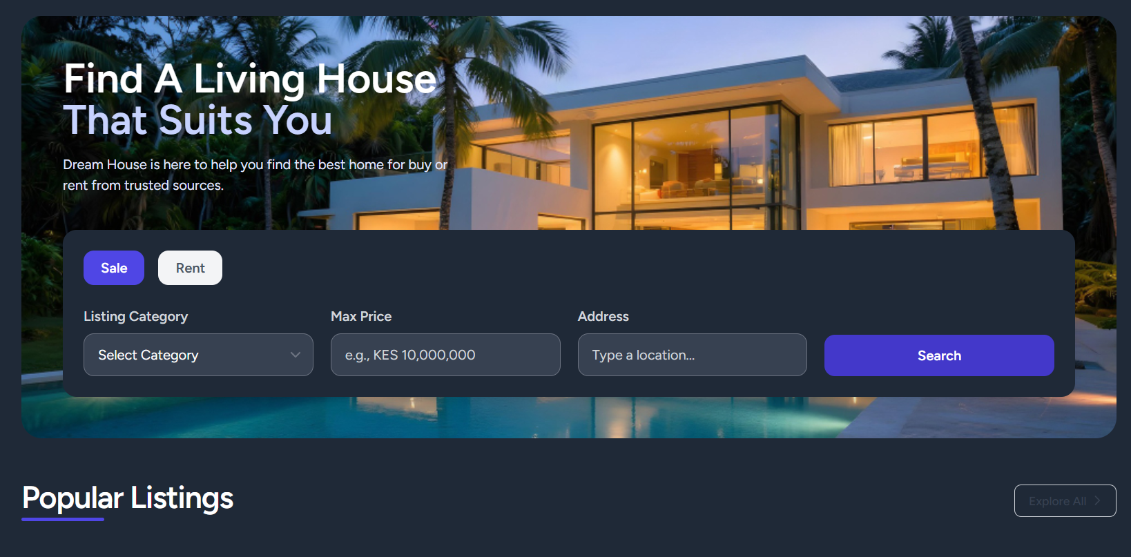 Custom real estate listing platform development for property management